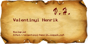 Valentinyi Henrik névjegykártya
